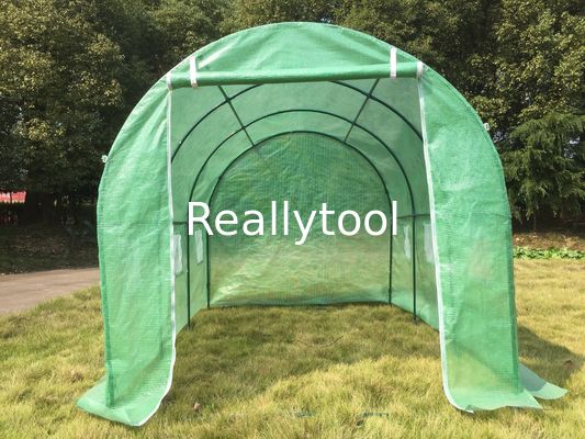 Poylytunnel greenhouse with steel tube/PE greenhouse with green color/3X2X2polytunnel gree