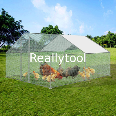 Large Walk in Chicken Run Coop Backyard Hen House Outdoor Farm Ranch Poultry Chicken Cage with Cover 4x3x2m