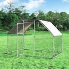 6.67' Chicken Coop Galvanized Metal Hen House Large Rabbit Hutch Poultry Cage Backyard with Cover Walk in Chicken Cage