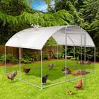 Large Chicken Coop Walk-In Metal Poultry Cage House Rabbit Habitat Cage Spire Chicken Cage With Waterproof Cover White