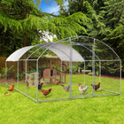 Large Metal Chicken Coop Outdoor Walk in Chicken Cage Hen Run House Rabbits with Waterproof Cover and Secure Lock