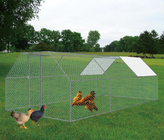 Chicken Coop Cage with Cover Galvanized Metal Walk In Chicken Cage Pen Run 10' W x 20' D x 6.67' H