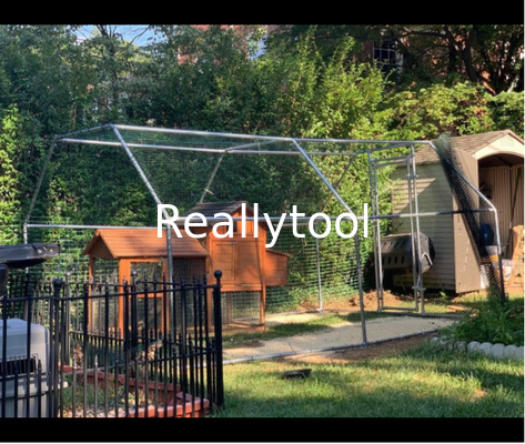 Metal Chicken Coop with Run Walk in Chicken Cage Poultry Habitat Supplies with Waterproof and Anti-Ultraviolet Cover