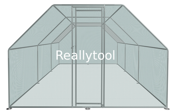 Metal Chicken Coop with Run Walk in Chicken Cage Poultry Habitat Supplies with Waterproof and Anti-Ultraviolet Cover