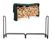 Firewood Rack with Cover Metal Log Store Outdoor 200 x 116 x 36 cm Black