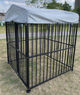 Metal kennel outdoor large dog cage easy to clean and rustproof with lockable dog door with waterproof & anti-UV cover