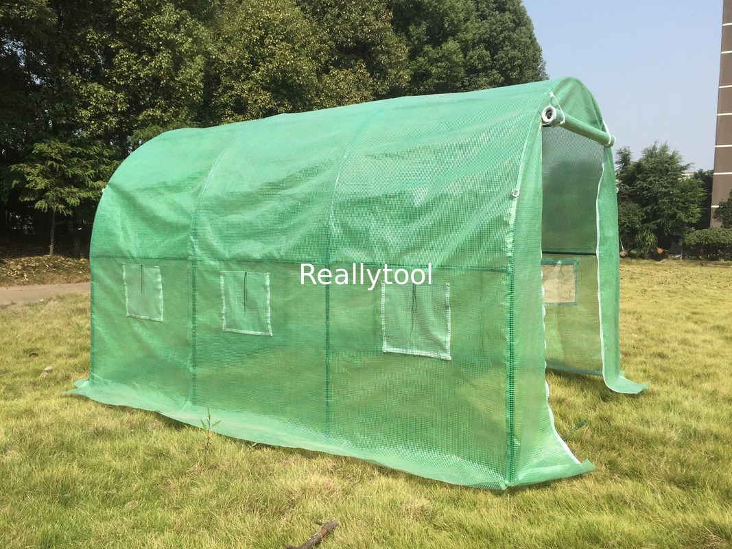 Poylytunnel greenhouse with steel tube/PE greenhouse with green color/3X2X2polytunnel gree