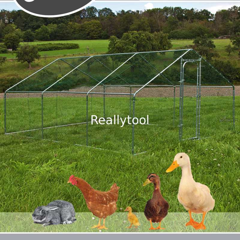 3x6x2m Chicken Run Walk in Chicken Cage Poultry Pet Coop for Rabbit Hen House Pen Metal Chicken Cage in Grey