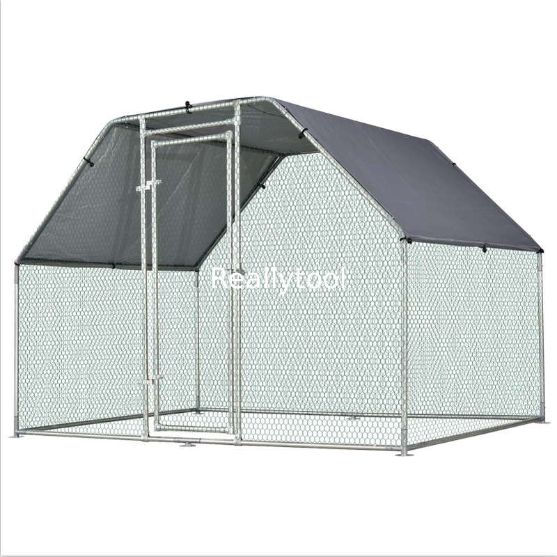 9x6ft Metal Chicken Coop Run For Farm Poultry