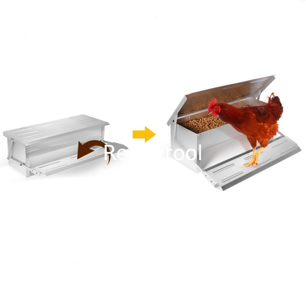 CE outdoor Metal Iron L53cm Automatic Timer Chicken Feeder