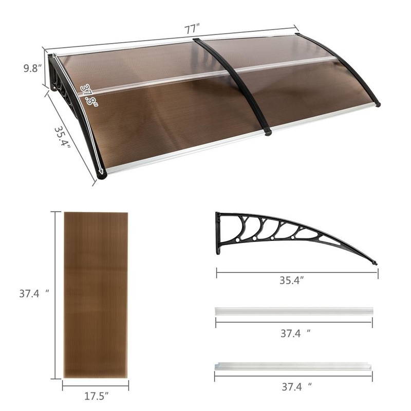 Quick Dry Polycarbonate 300cm Door Window Awning Canopy