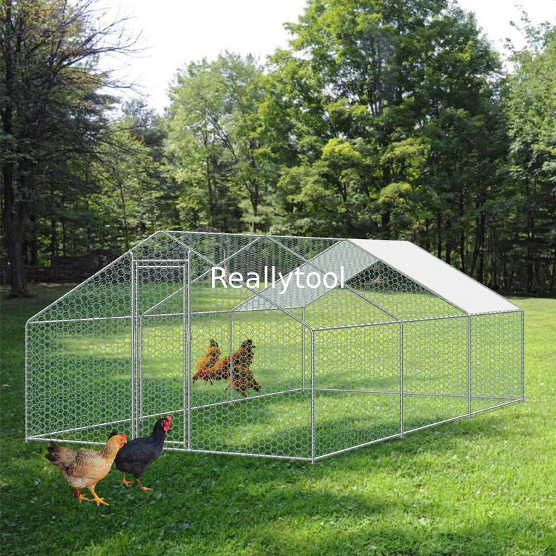 Chicken Cage 20x13 FT Walk in Coop for Poultry Dog Rabbit Hen Cage Pen Metal Door Chicken Coop