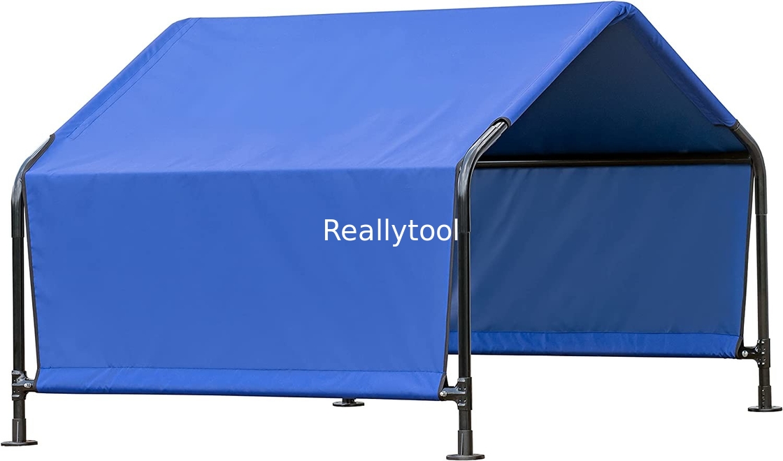 Compact and Portable Dog Shelter  4' x 4' x 3' Galvanized Steel Pet Shed in Blue Color