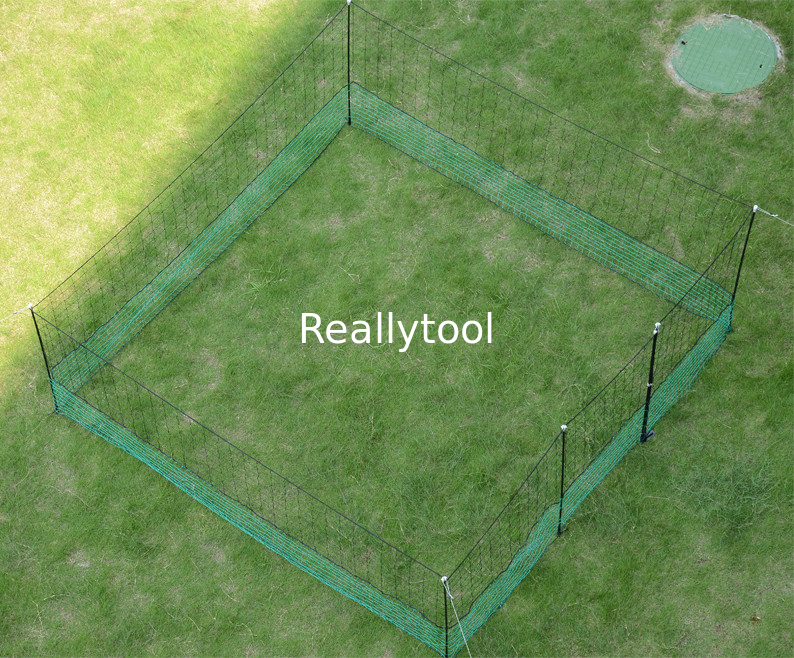 24 M Chicken Net Fence Kit With Gate Double Pointed Posts in Green with Fibreglass Rod