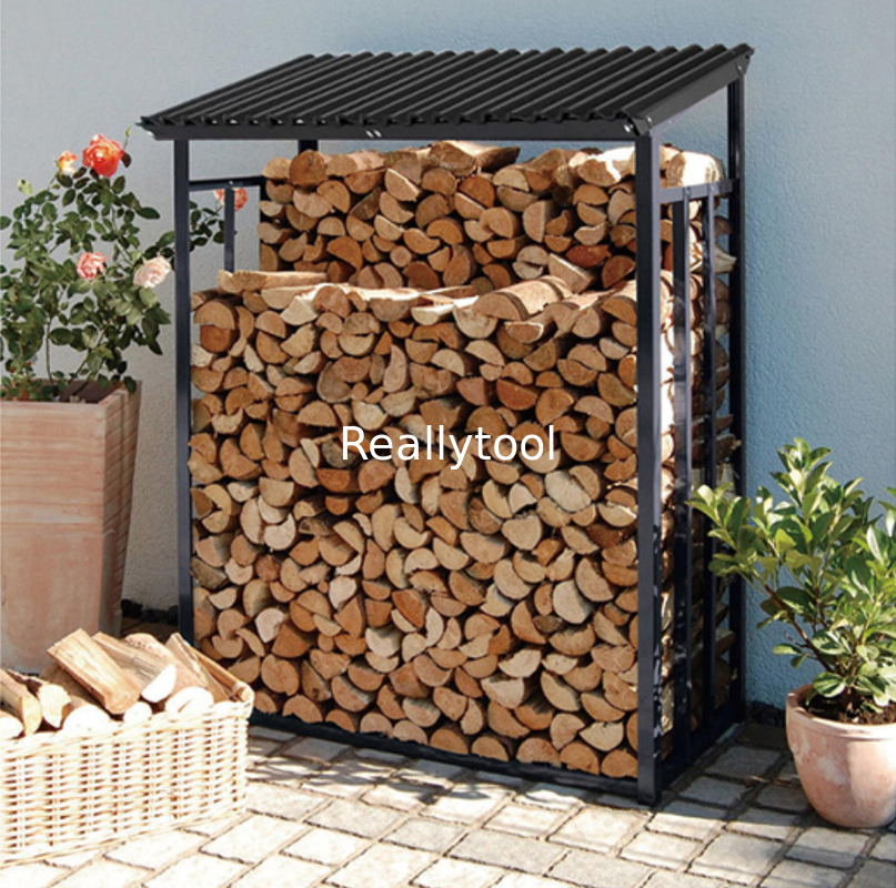 Middle Size135x70x165cm Metal Firewood Rack Anthracite Garden Firewood Shelter Stacking Aid Kaminholzunterstand