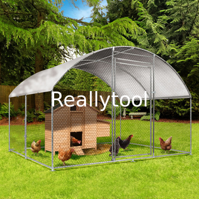 Large Chicken Coop Walk-In Metal Poultry Cage House Rabbit Habitat Cage Spire Chicken Cage With Waterproof Cover White