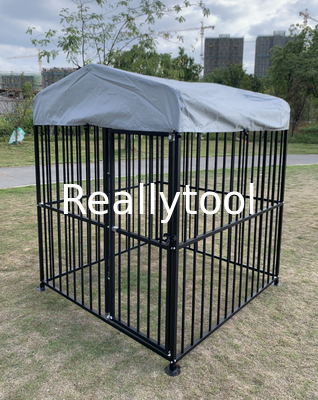 Metal kennel outdoor large dog cage easy to clean and rustproof with lockable dog door with waterproof & anti-UV cover
