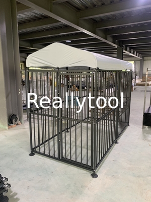 Outdoor Dog Kennel Steel Powder Coated Dog Cage with Watrerproof Cover Secure Lock for Backyard 10' x 5' x 6'