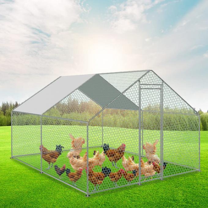 4m x 4m Steel Walk in Chicken Run Enclosure Rabbit Hutch Poultry Coop