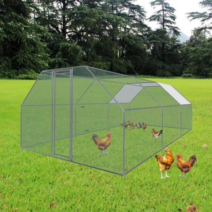 Chicken Coop Cage with Cover Galvanized Metal Walk In Chicken Cage Pen